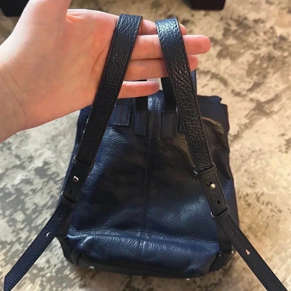 Banana Republic Blue Pebble Leather Backpack EUC